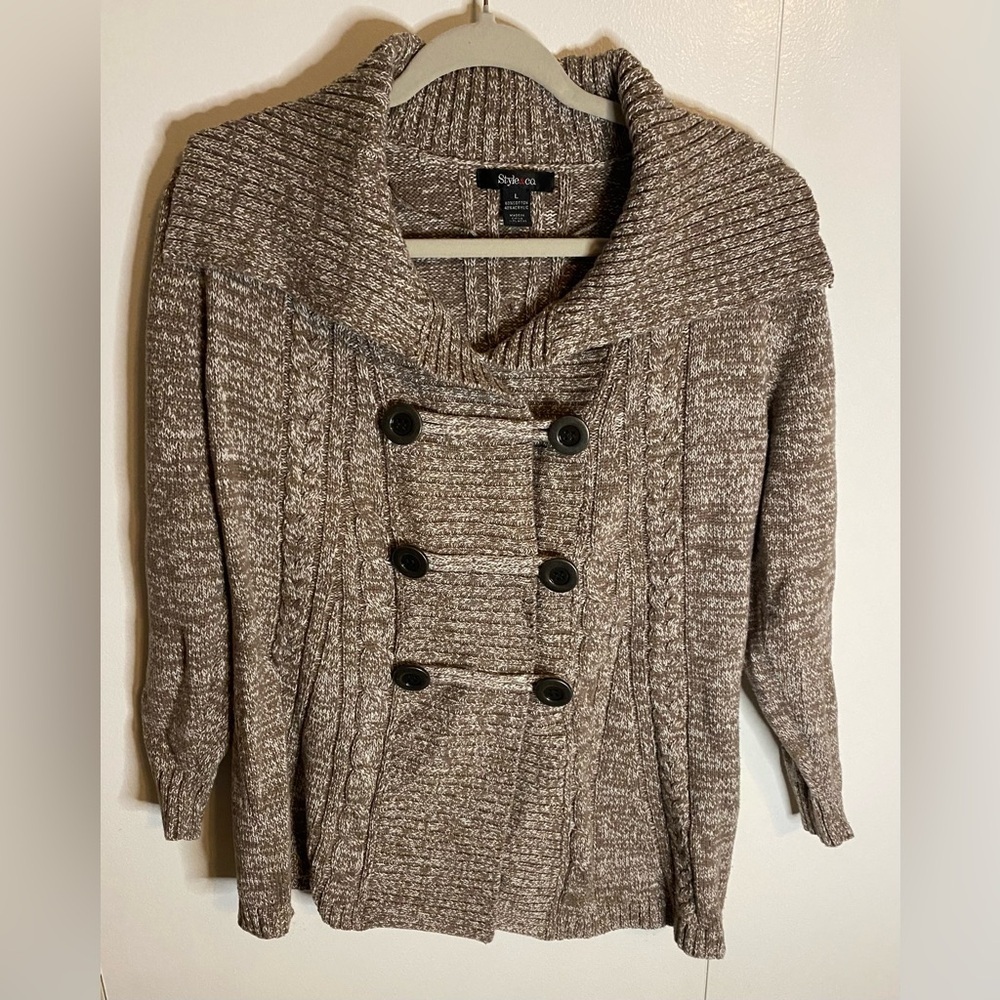 Women’s Style & Co Button Front Cozy Sweater, Size Large